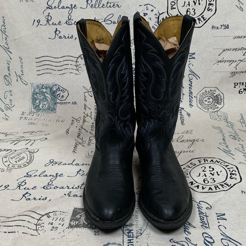 Tony Lama Men’s Cowboy Boots Black Sz 10 1/2